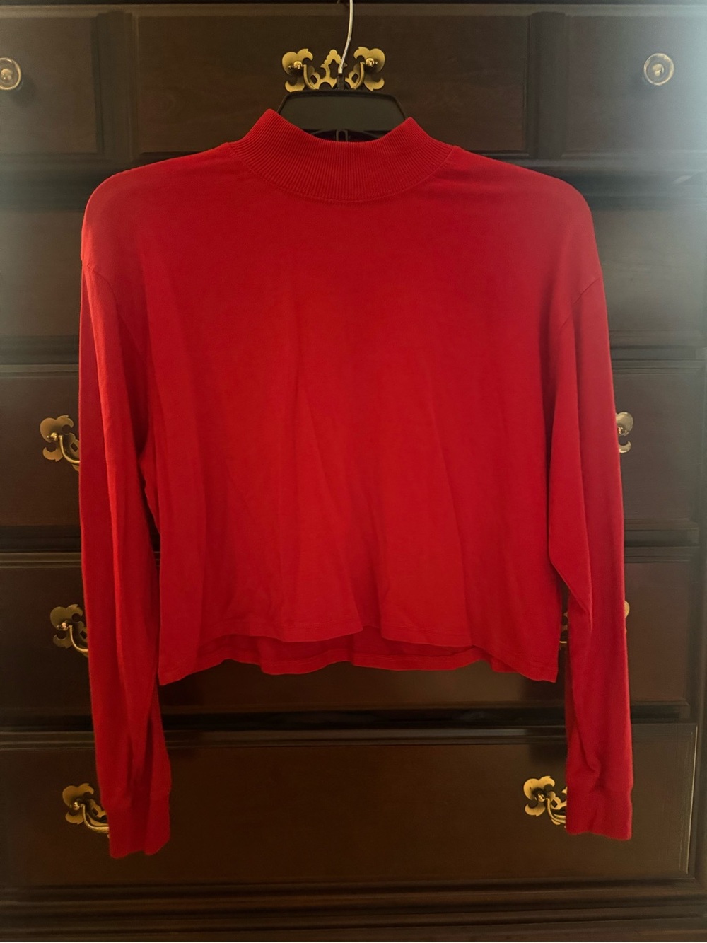 Heart & Hips Red Mock Neck Long Sleeve Top